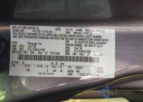 2014 Ford Focus Se from USA, damaged, VIN 1FADP3F26EL244481